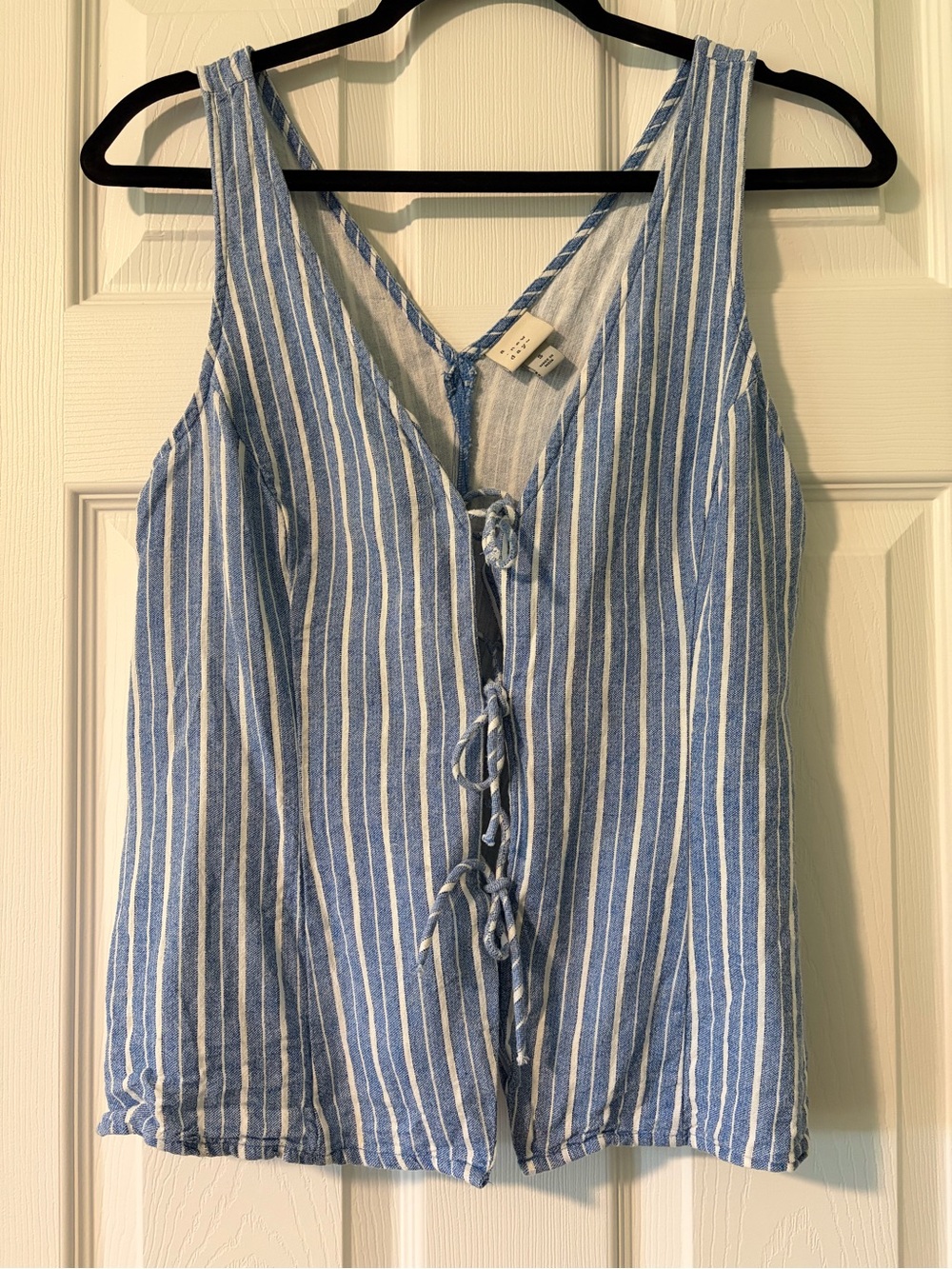 a new day Blue and White Striped Tie-Front Camisole
